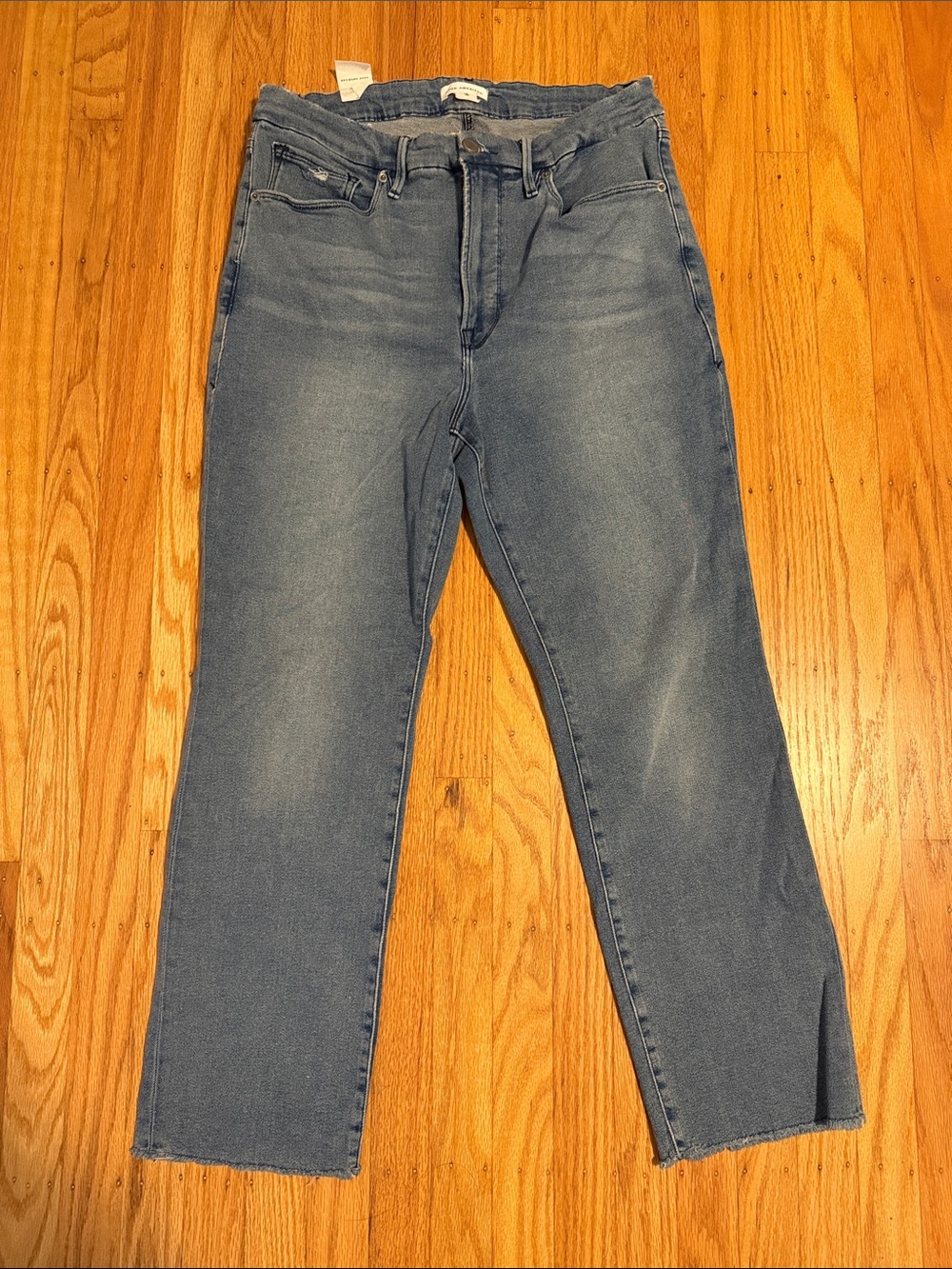 Good American Straight Leg Distressed Jeans